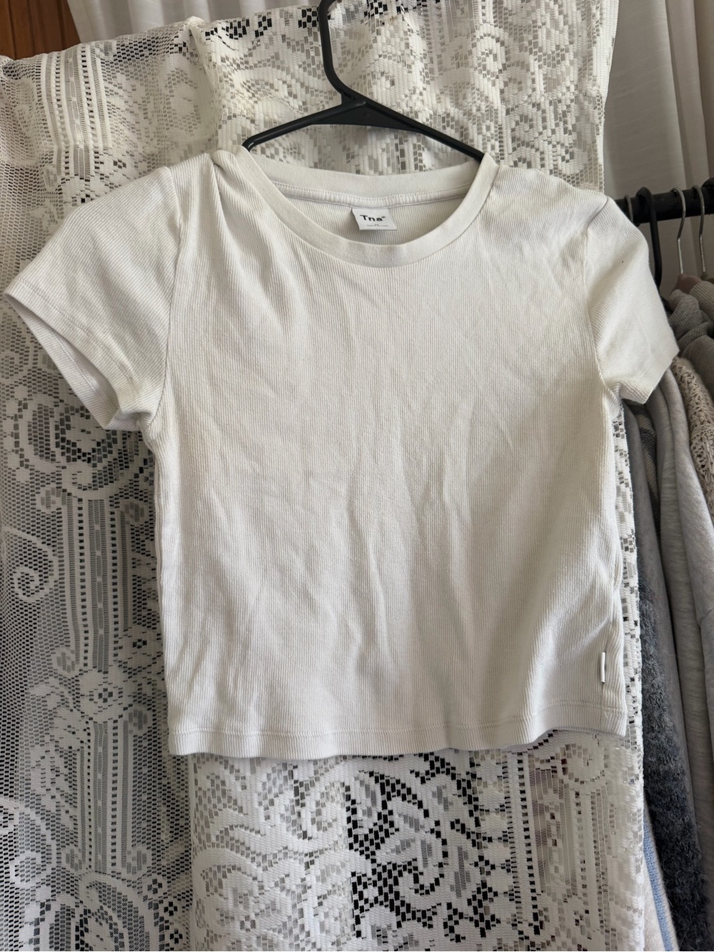 TNA White Short Sleeve Ribbed Tee